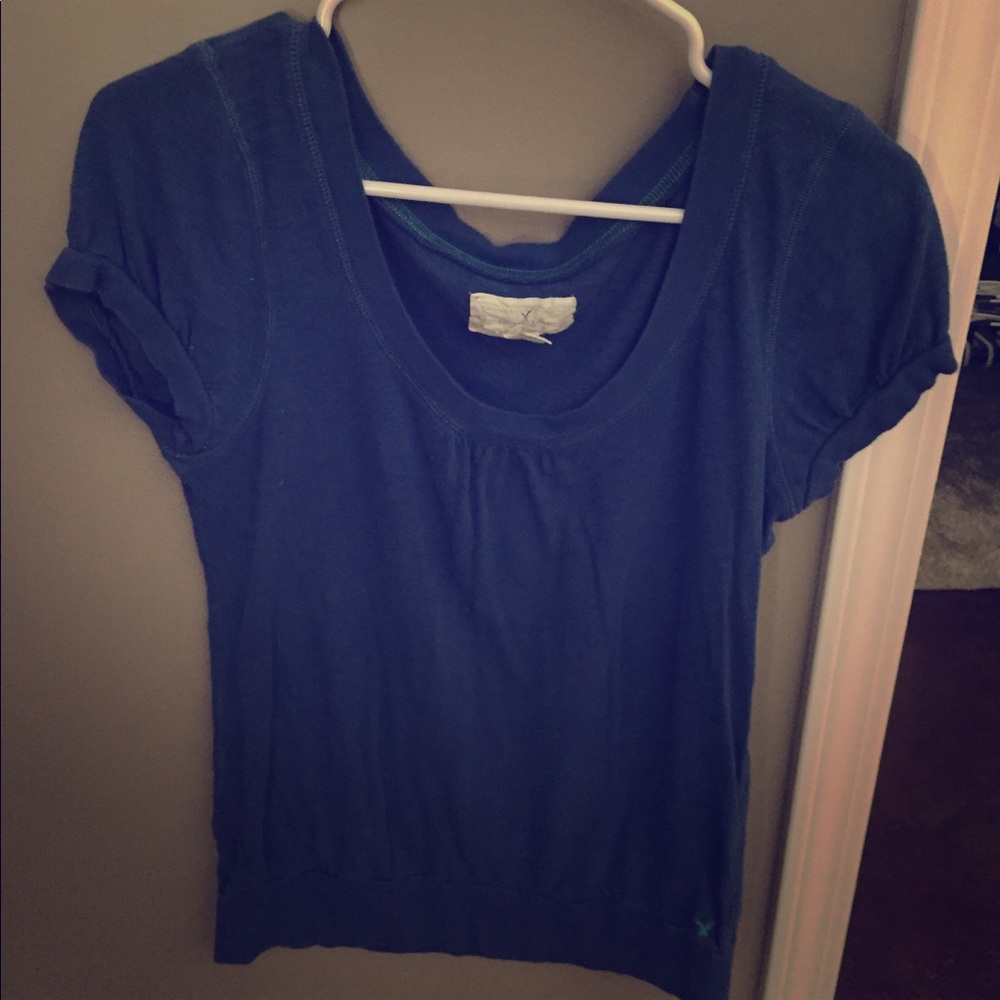 American Eagle Ruffled Shoulder Tee